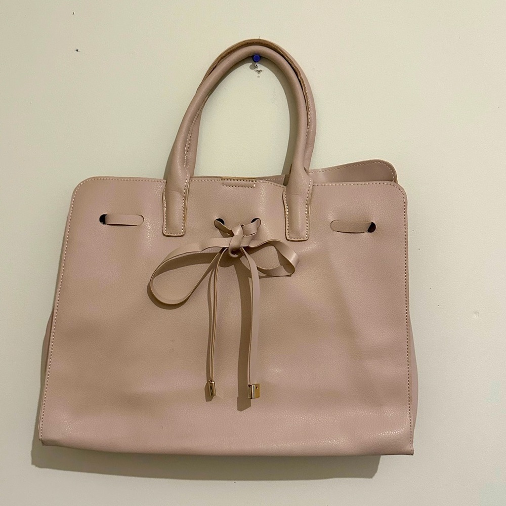 Kaari Blue Light Pink Handbag with Bow Accent